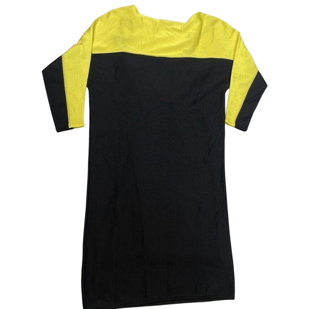 Ralph Lauren Women Colorblock Knit Dress Yellow‎ Black XS Short Sleeve Casual